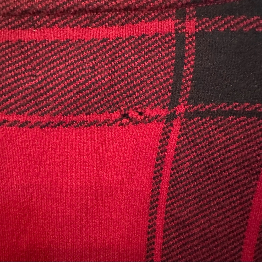 Anne Klein Medium Red & Black Buffalo Check Plaid Open Front Utility Winter Coat - Picture 6 of 8